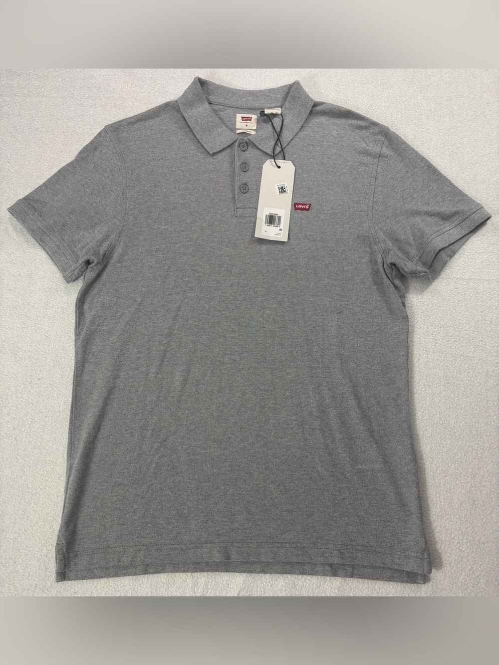 NWT Levi's Men's Housemark Polo Shirt Gray Medium Standard Fit Cotton Pique